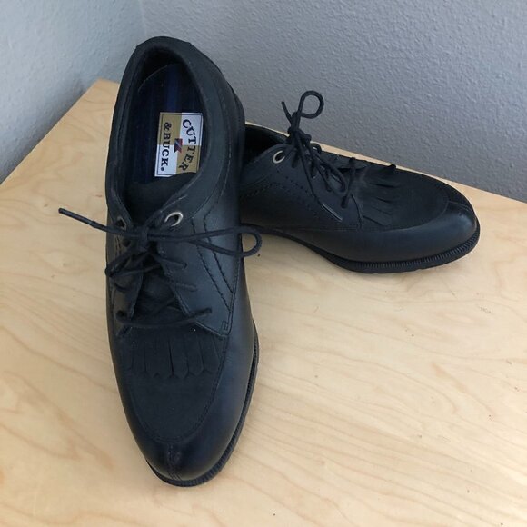 CUTTER & BUCK Black Leather Cleated Kiltie Golf Shoes Men\'s size 8.5 MINT main image 9